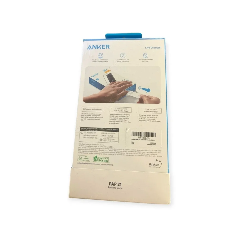 Anker ShieldX Glass Screen Protector iPhone 16 Plus 2 Pack Easy Fit A720C